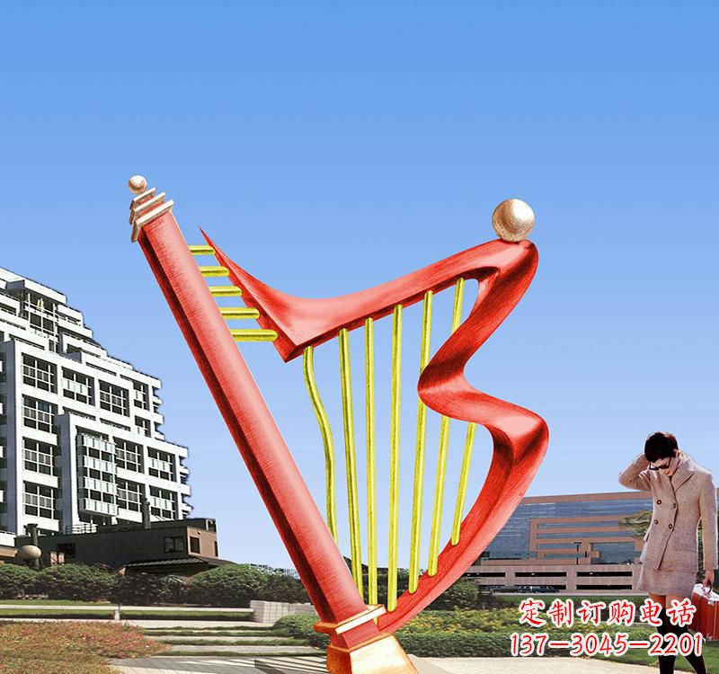 贵阳不锈钢景区竖琴雕塑