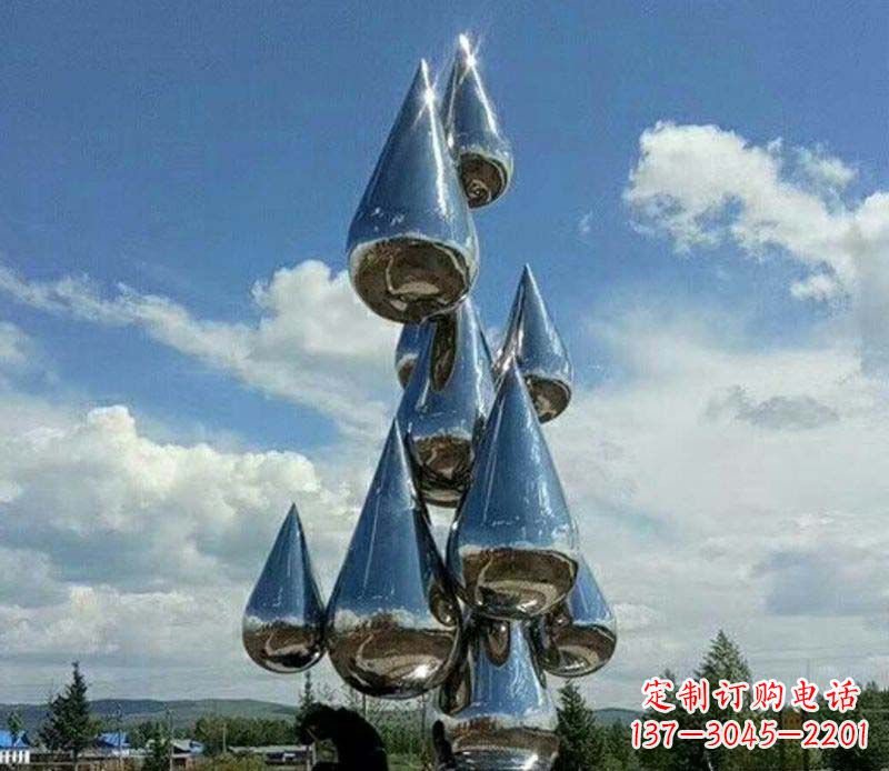 贵阳不锈钢镜面大型水滴雕塑——艺术精美、精致优雅