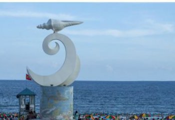 贵阳海浪与海螺雕塑的结合——不锈钢景区的美景