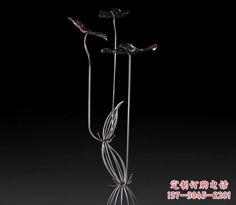 贵阳不锈钢荷叶雕塑——给大厅景观带来清新气息