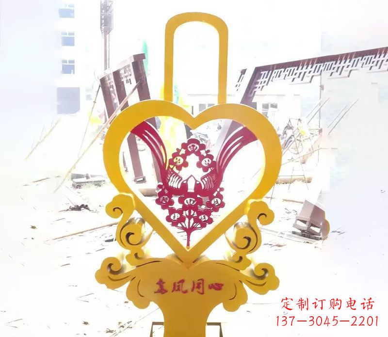 贵阳不锈钢龙凤同心雕塑