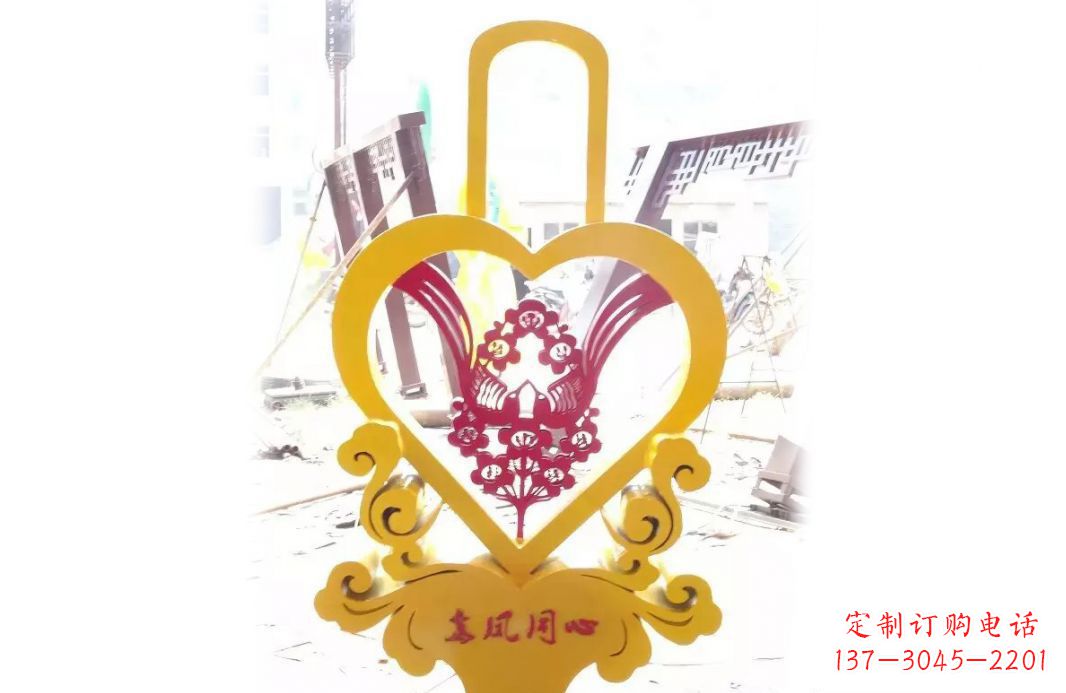 贵阳不锈钢龙凤同心景观雕塑