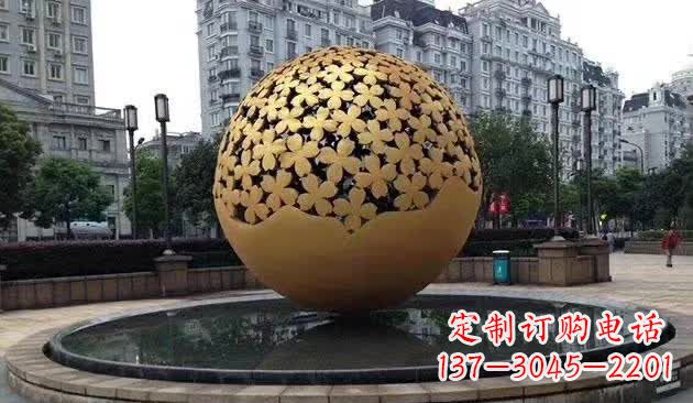 贵阳不锈钢镂空球喷泉雕塑