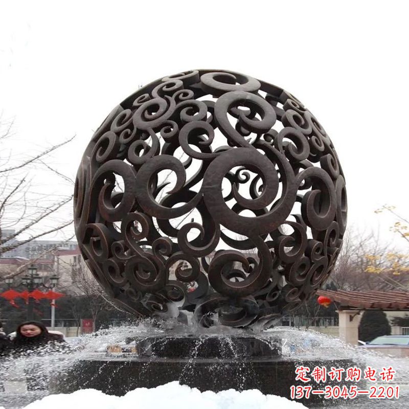 贵阳不锈钢镂空球水景喷泉景观雕塑