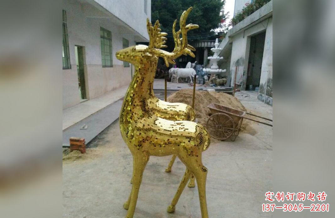 贵阳不锈钢鹿公园动物雕塑