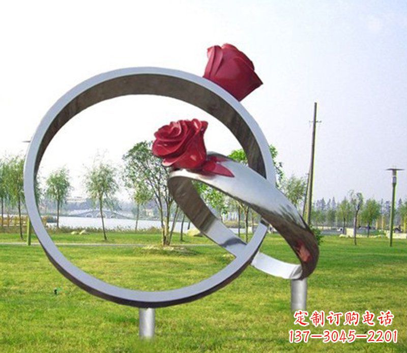 贵阳不锈钢玫瑰戒指雕塑
