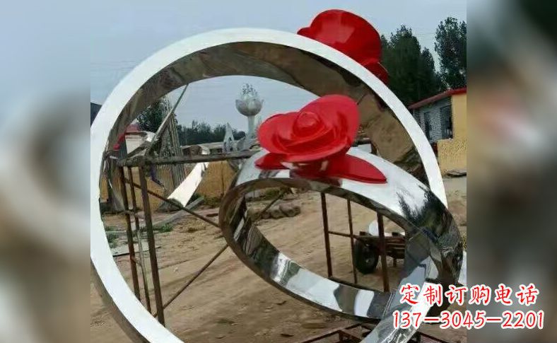 贵阳不锈钢玫瑰花戒指景观雕塑