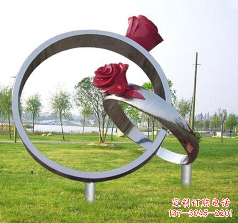 贵阳精美不锈钢玫瑰戒指雕塑