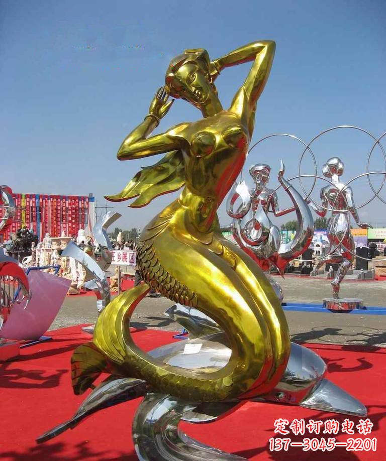 贵阳不锈钢美人鱼景观雕塑