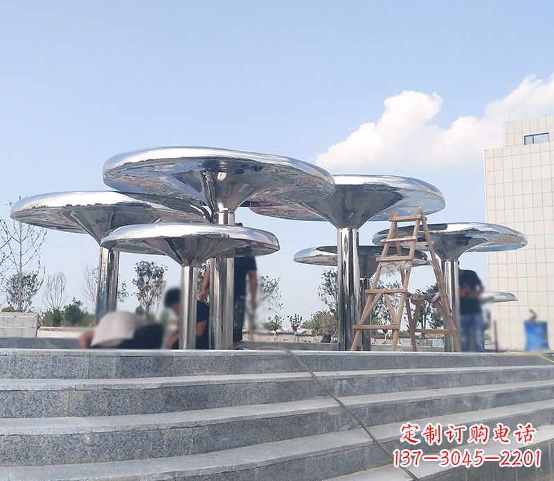 贵阳艺术精美的不锈钢蘑菇公园雕塑