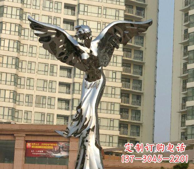 贵阳不锈钢天使雕塑传递温暖的祝福