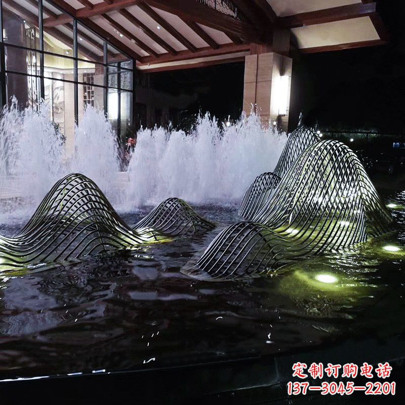 贵阳不锈钢铁艺水景假山精美雕塑艺术