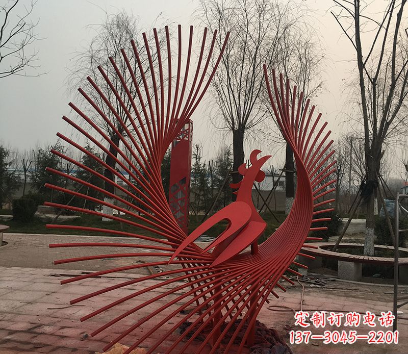 贵阳不锈钢网状凤凰雕塑精美的艺术之作