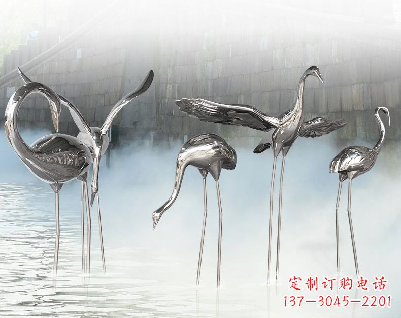 贵阳不锈钢仙鹤飞鸟雕塑传承传统文化