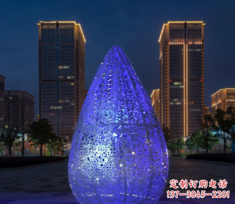 贵阳不锈钢小区照明美轮美奂的水滴雕塑