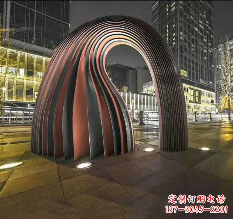 贵阳不锈钢异形拱门雕塑精致古典风格