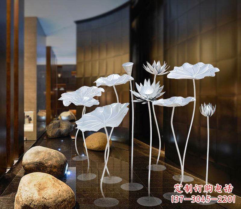 贵阳不锈钢银色荷花雕塑精美外形魅力无限