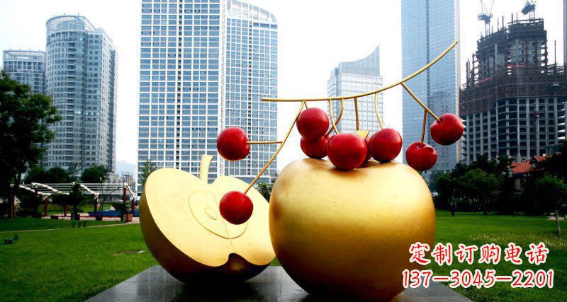 贵阳不锈钢苹果雕塑，添彩公园景观