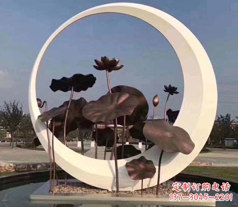 贵阳环绕荷香不锈钢圆环雕塑
