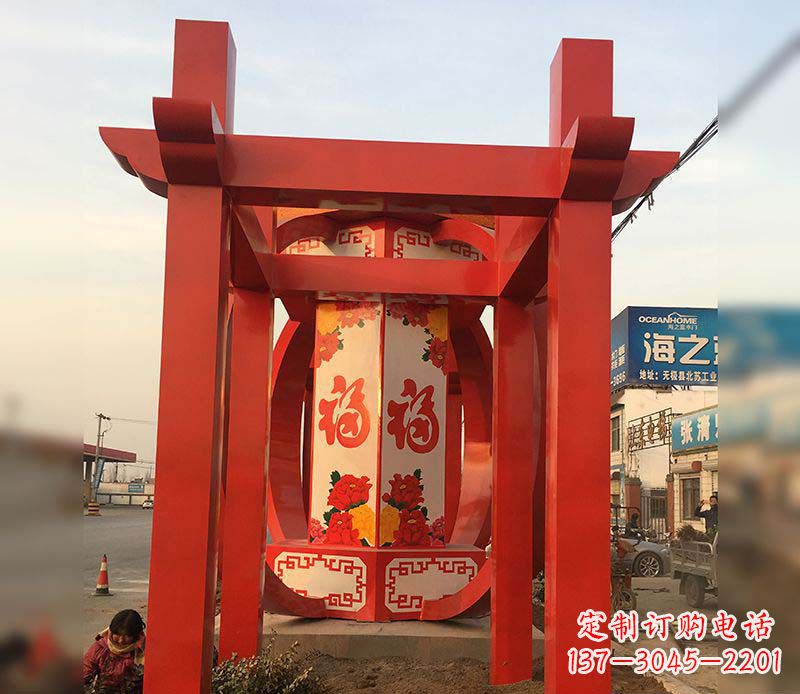 贵阳不锈钢灯笼雕塑——点亮中国梦