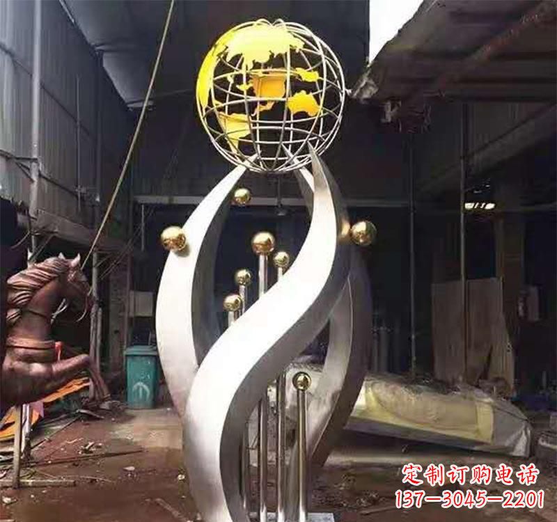 贵阳不锈钢转动地球仪雕塑——传承地球文明