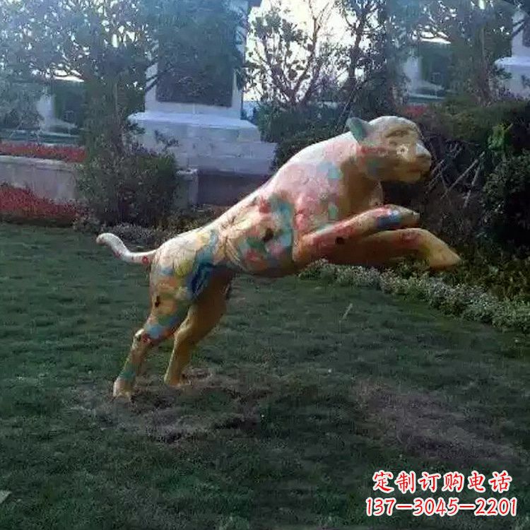 贵阳豹子玻璃钢雕塑——精美动物摆件