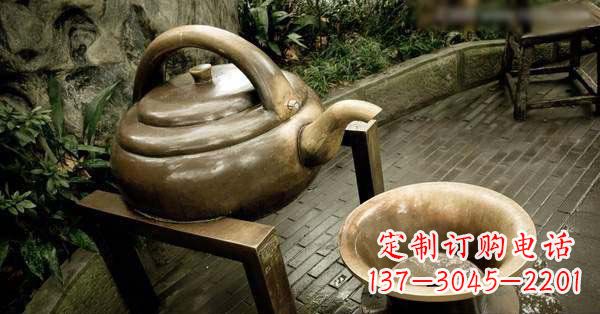 贵阳茶壶茶碗玻璃钢仿铜景观雕塑