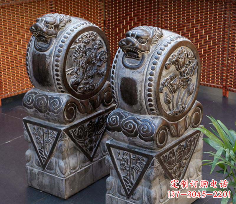贵阳仿古石门墩雕塑，提升茶楼景观