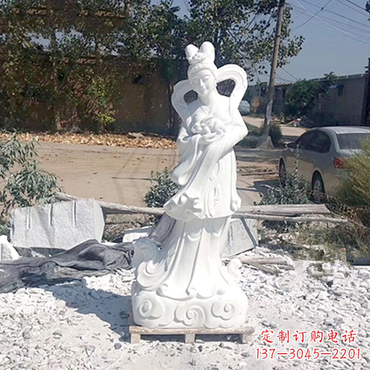 贵阳嫦娥奔月石雕-汉白玉神话人物雕像