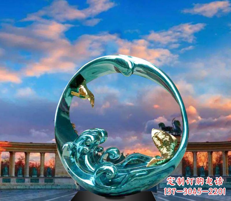 贵阳城市之环不锈钢彩银雕塑
