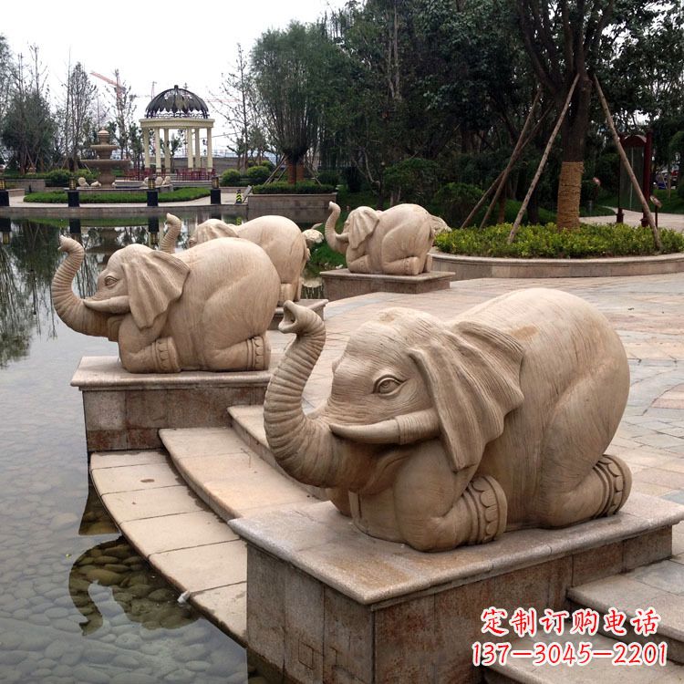 贵阳池塘喷水大象雕塑