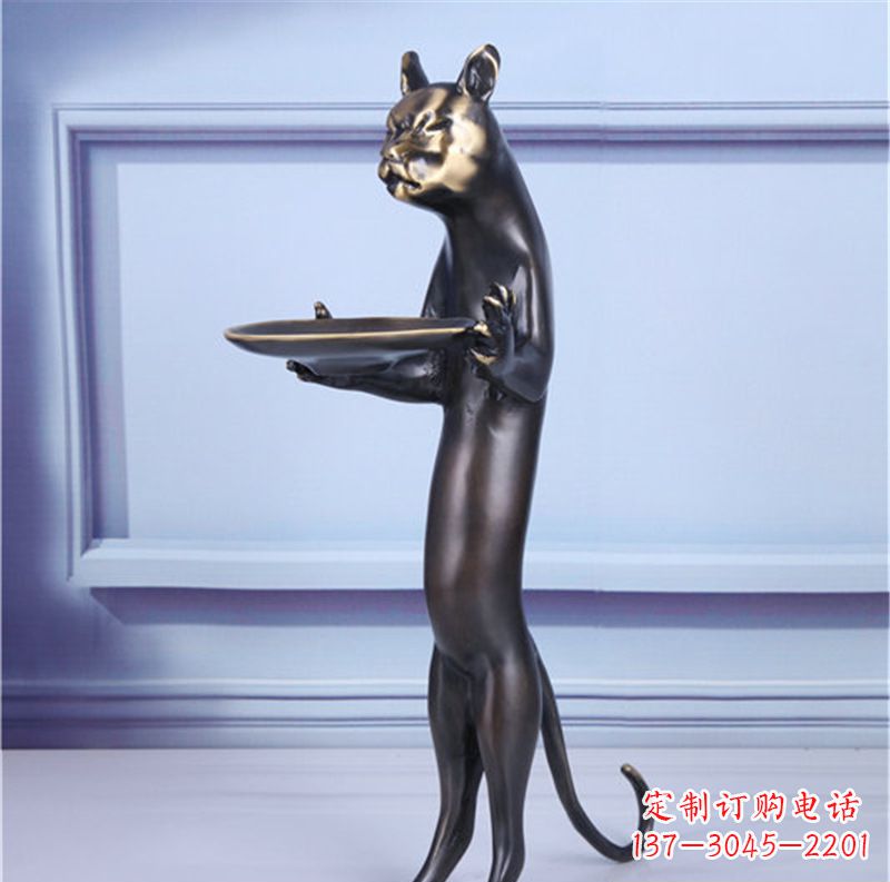 贵阳抽象动物猫铜雕