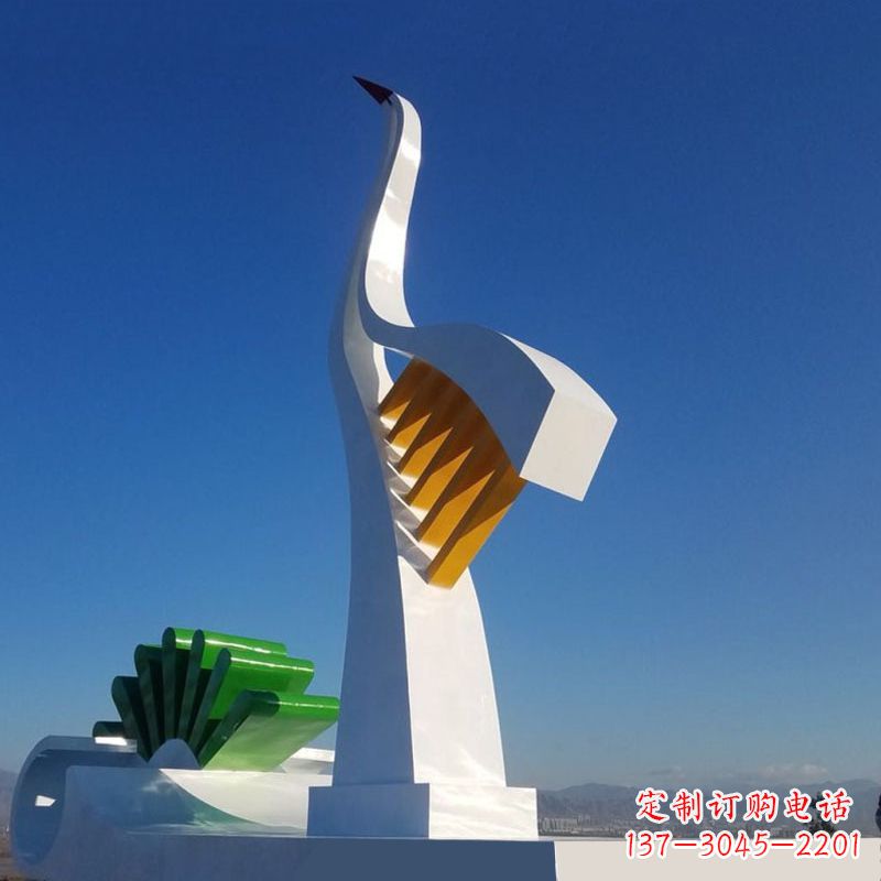 贵阳抽象仙鹤不锈钢景观雕塑