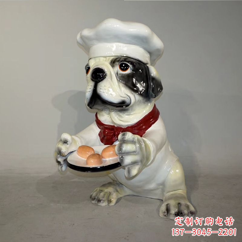 贵阳玻璃钢仿陶瓷狗雕塑——以斗牛犬为原型