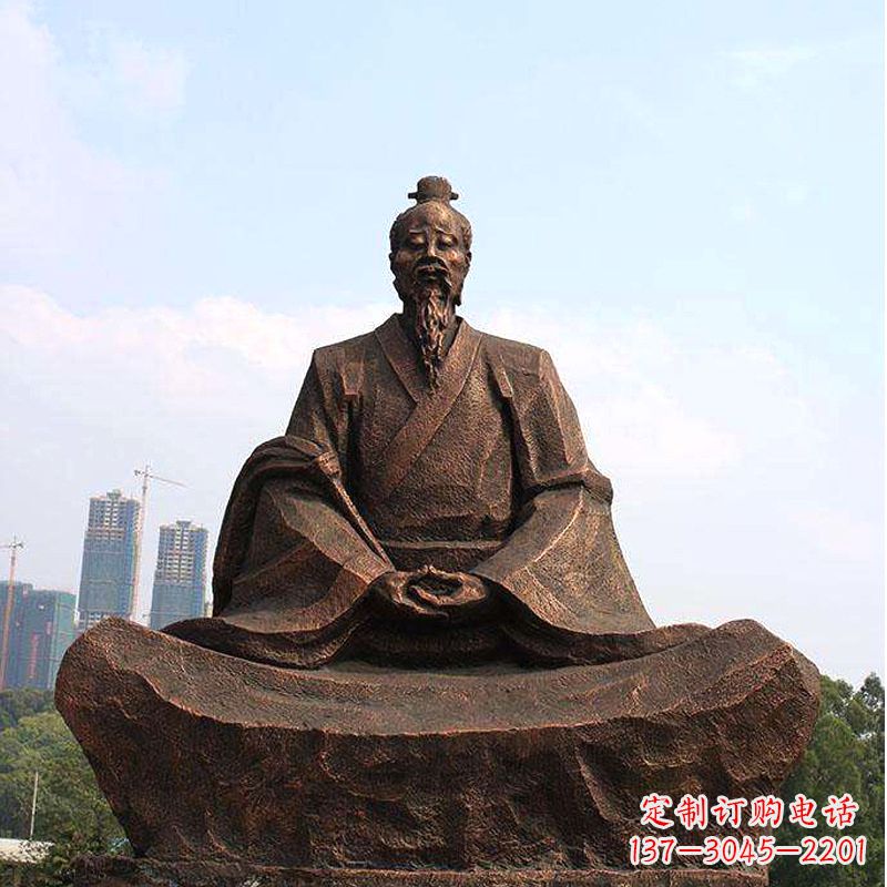 贵阳纯铜葛洪盘坐雕塑-景区园林历史医学人物雕像