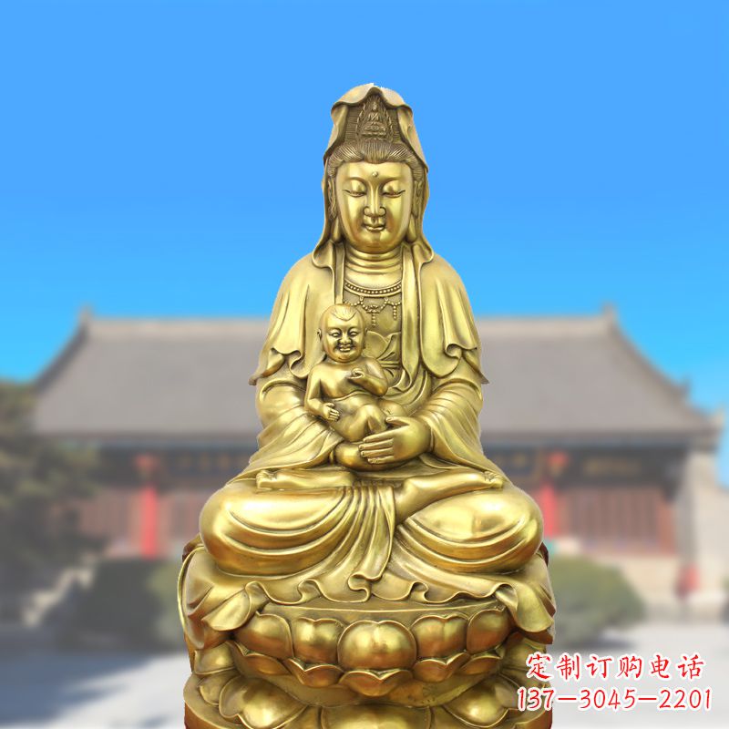 贵阳纯铜观音坐姿鎏金铜雕