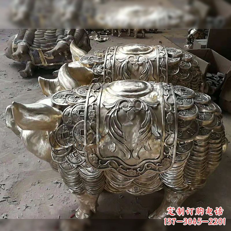 贵阳纯铜铸造猪铜雕-招财生肖动物风水雕塑