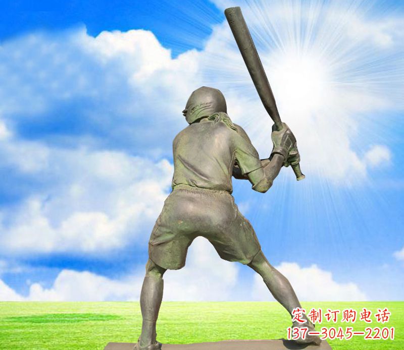 贵阳打棒球公园人物铜雕