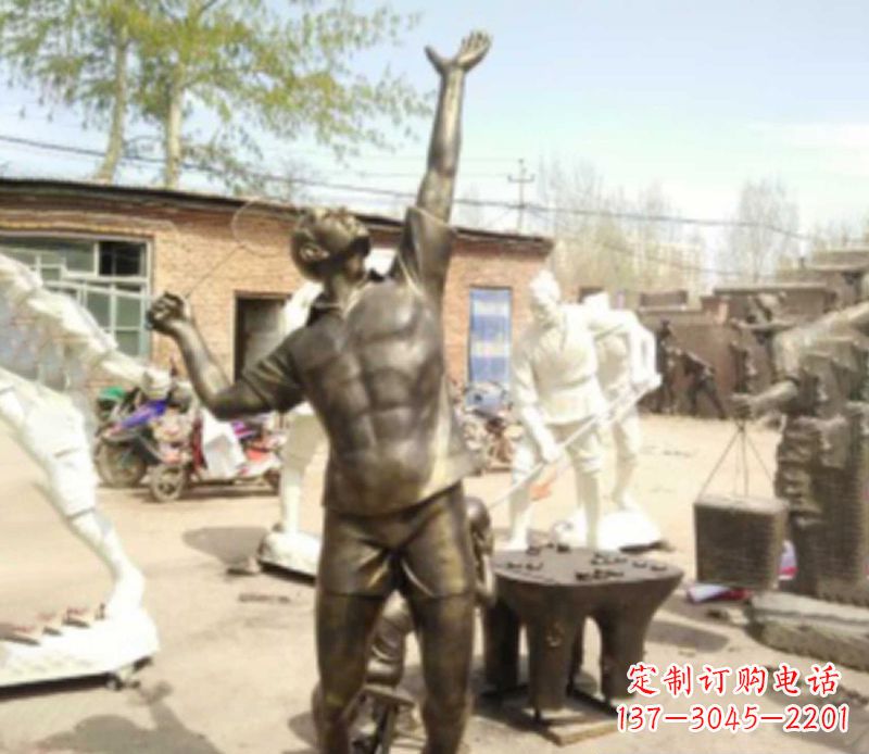 贵阳打羽毛球公园人物铜雕