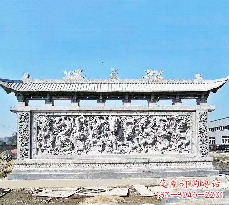贵阳精美大理石九龙壁雕塑