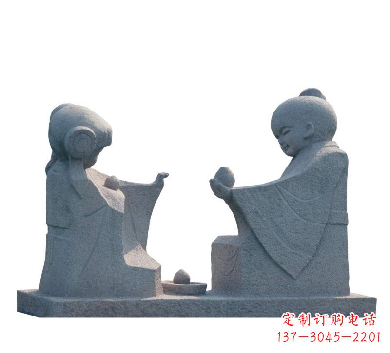 贵阳传统风情——大理石孔融让梨雕塑