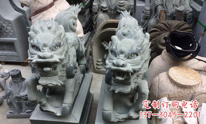 贵阳大理石立式麒麟门口镇宅石雕