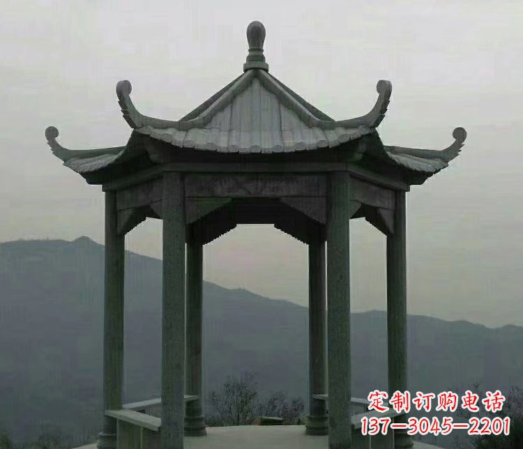 贵阳考究工艺,奢华大理石六角凉亭雕塑