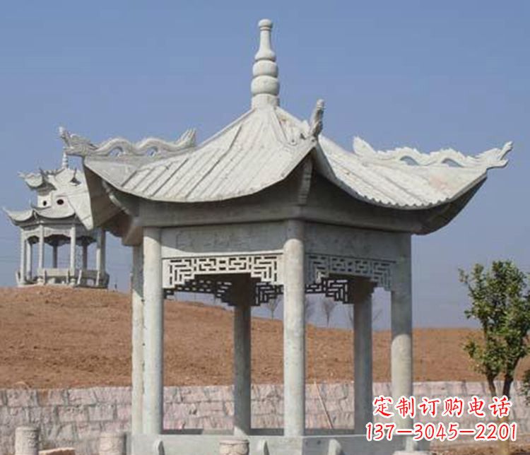 贵阳精美大理石六角凉亭石雕