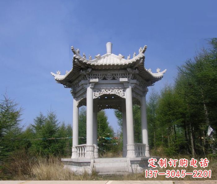 贵阳精美大理石六角石凉亭雕塑