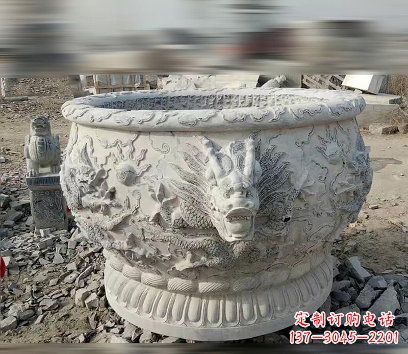 贵阳大理石龙浮雕水缸精美精致,让您的家居生活更加有意义
