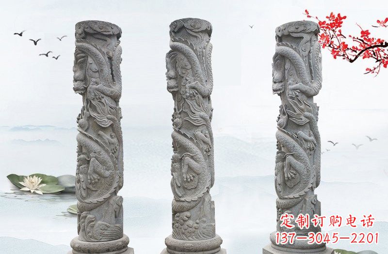 贵阳精美大理石龙柱雕塑