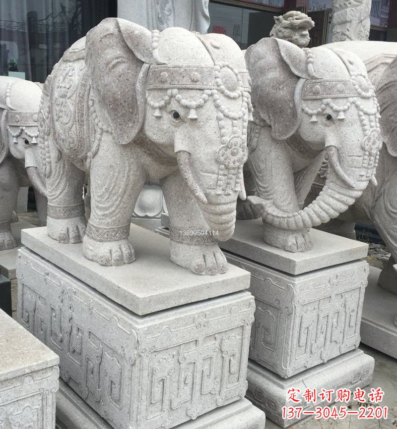 贵阳精美绝伦的大理石门口大象雕塑