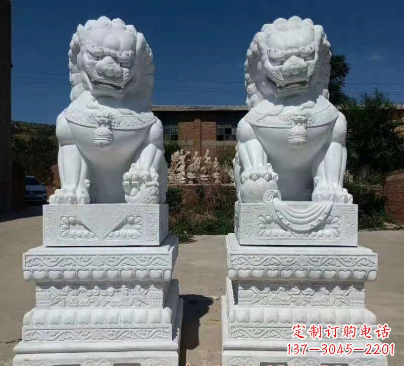 贵阳大理石狮子石雕，雕塑定制精美狮子