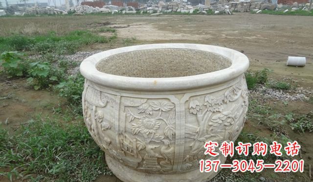 贵阳大理石鸳鸯花盆雕塑